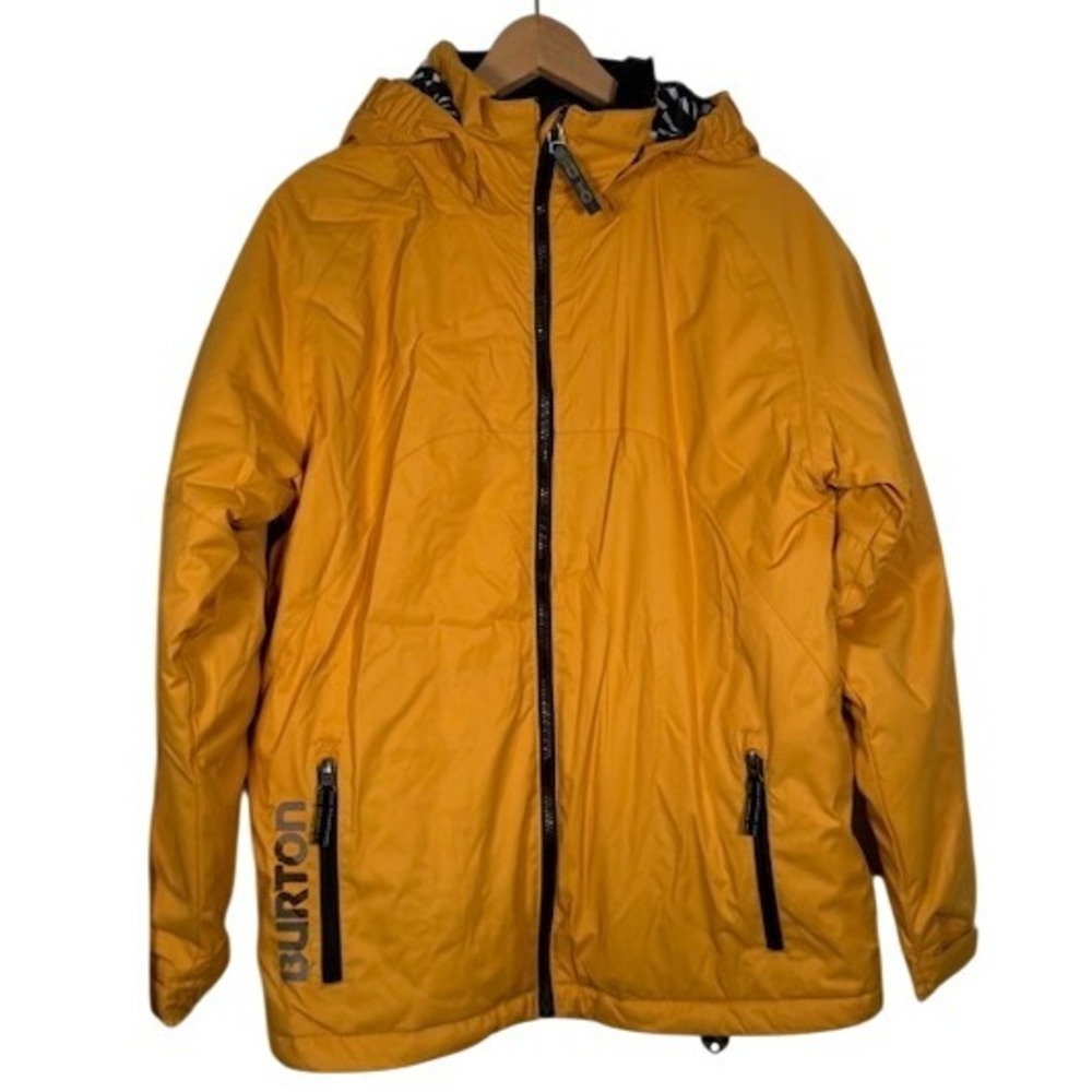 Burton Snowboard Jacket Boys Youth Yellow Hooded Full Zip Winter Gear - L